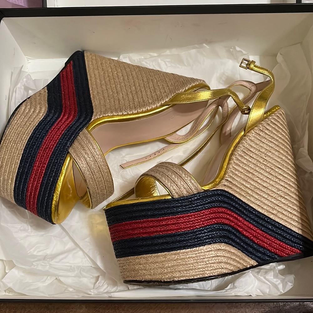Gucci platform wedge heels